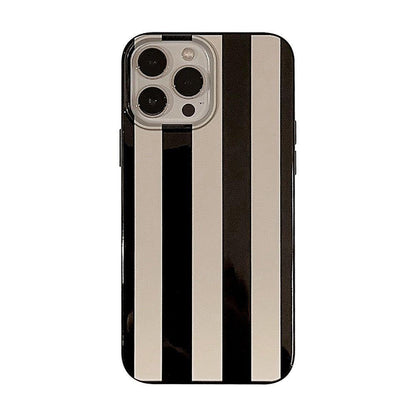 Cute Luxury Retro Glossy Striped Phone Cases for iPhone 14, 13, 12, 11 Pro Max, XR, XS, Mini, 7, 8, and 14 Plus - Touchy Style