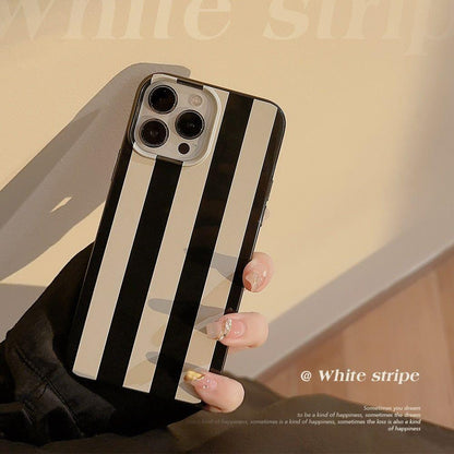 Cute Luxury Retro Glossy Striped Phone Cases for iPhone 14, 13, 12, 11 Pro Max, XR, XS, Mini, 7, 8, and 14 Plus - Touchy Style