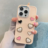 Cute Phone Case BCPC For iPhone 15, 14, 13, 12, or 11 Pro Max - 3D Pearl & Heart - Touchy Style .