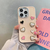 Cute Phone Case BCPC For iPhone 15, 14, 13, 12, or 11 Pro Max - 3D Pearl & Heart - Touchy Style .