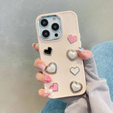 Cute Phone Case BCPC For iPhone 15, 14, 13, 12, or 11 Pro Max - 3D Pearl & Heart - Touchy Style .