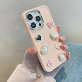 Cute Phone Case BCPC For iPhone 15, 14, 13, 12, or 11 Pro Max - 3D Pearl & Heart - Touchy Style .