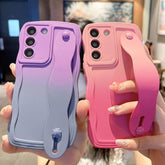 Cute Phone Case for Galaxy S20, S21, S22, S23 Ultra/Plus, and S20 FE - Gradient Big Wave Wristband - Touchy Style .