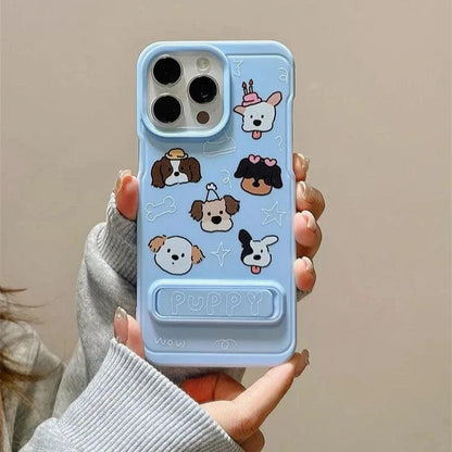 Cute Phone Case for iPhone 11, 12, 13, 14, and 15 Pro Max – Lovely Puppy Dog Design with Kickstand – TSP213 - Touchy Style