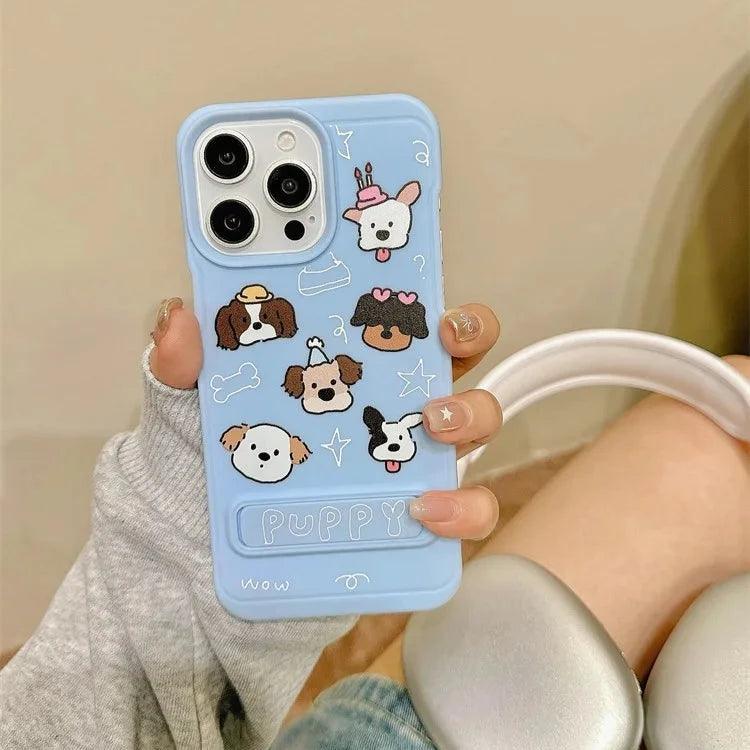 Cute Phone Case for iPhone 11, 12, 13, 14, and 15 Pro Max – Lovely Puppy Dog Design with Kickstand – TSP213 - Touchy Style