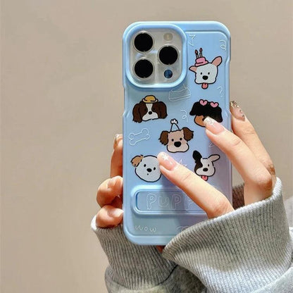 Cute Phone Case for iPhone 11, 12, 13, 14, and 15 Pro Max – Lovely Puppy Dog Design with Kickstand – TSP213 - Touchy Style