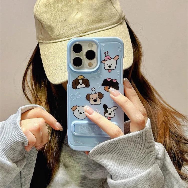 Cute Phone Case for iPhone 11, 12, 13, 14, and 15 Pro Max – Lovely Puppy Dog Design with Kickstand – TSP213 - Touchy Style