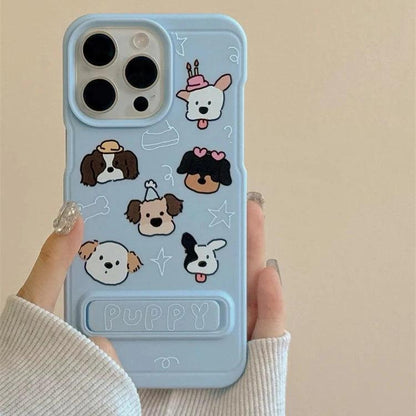 Cute Phone Case for iPhone 11, 12, 13, 14, and 15 Pro Max – Lovely Puppy Dog Design with Kickstand – TSP213 - Touchy Style