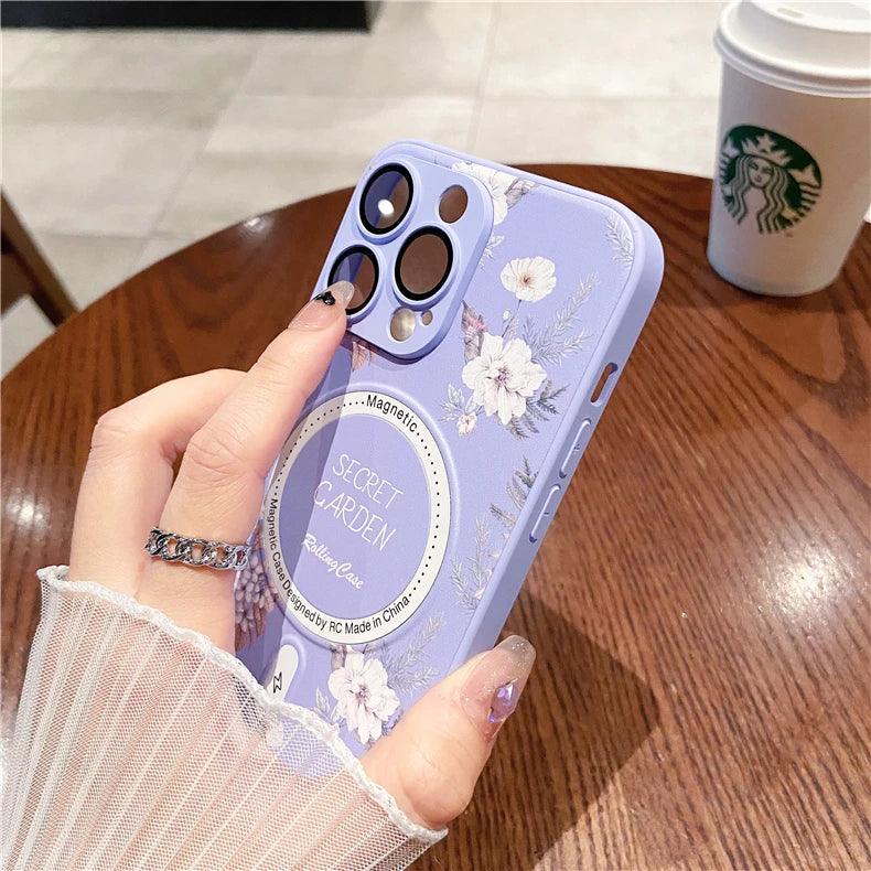 Cute Phone Case for iPhone 15, 11, 12, 13, 14, Pro Max, and 14 Plus with Printing of Magnetism Blossoms - Touchy Style