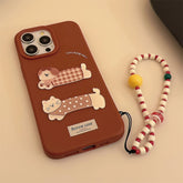 Cute Phone Case for iPhone 16, 15, 14, 13, and 12 Pro Models – Cartoon 3D Polka Dot Lattice Dog & Cat – TSP437 - Touchy Style