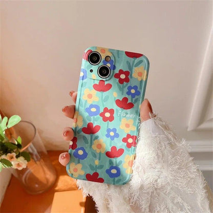 Cute Phone Case with Fairy Garden Flowers Oil Painting for iPhone 14, 13, 12, 11 Pro Max, and 14 Plus - Touchy Style