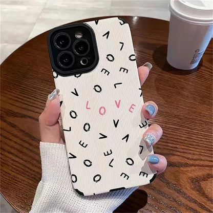 Cute Phone Case with Love Word Design for iPhone 11, 12, 13, 14 Pro Max, 15 Pro Max, X, XR, XS Max, 7, 8 Plus - Touchy Style