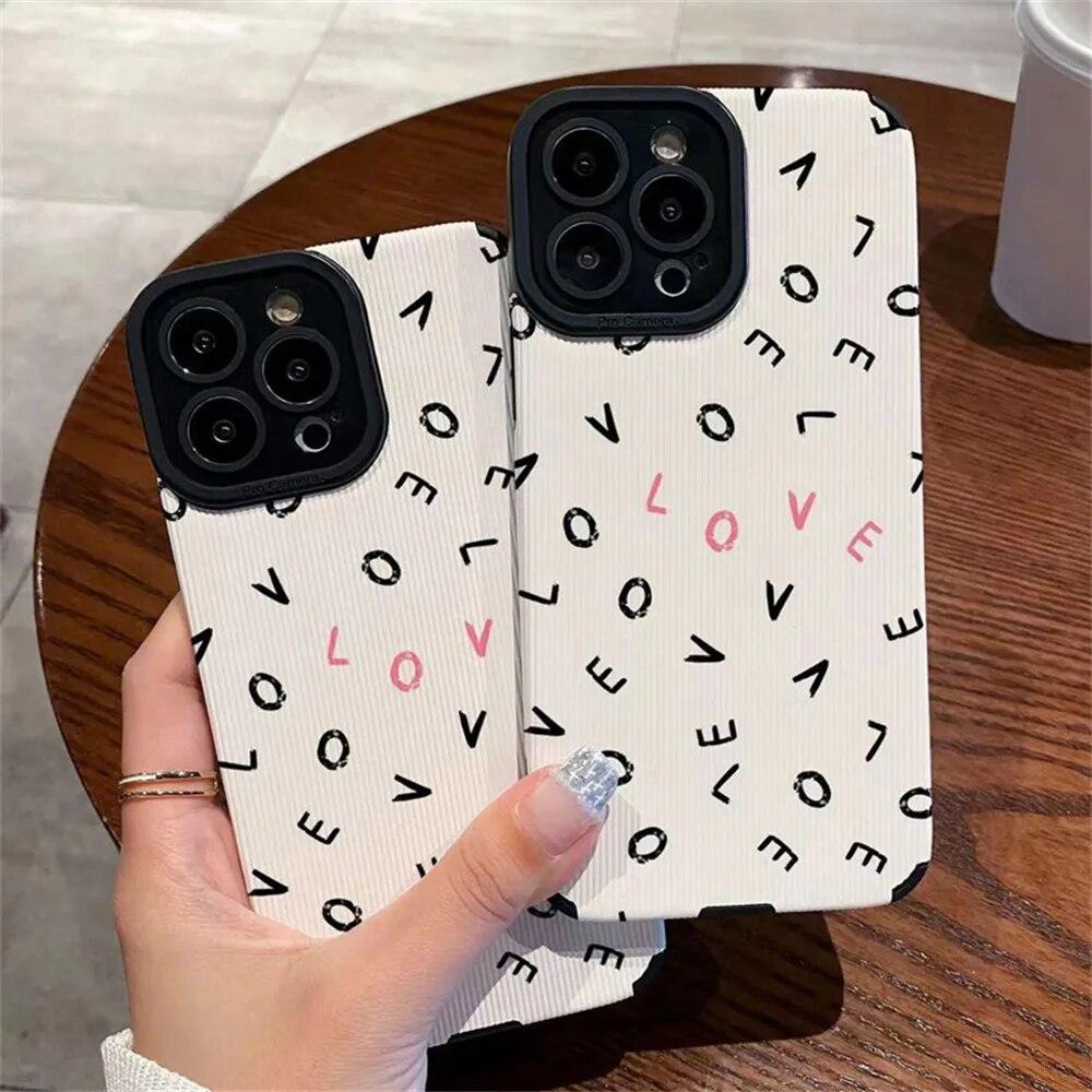 Cute Phone Case with Love Word Design for iPhone 11, 12, 13, 14 Pro Max, 15 Pro Max, X, XR, XS Max, 7, 8 Plus - Touchy Style