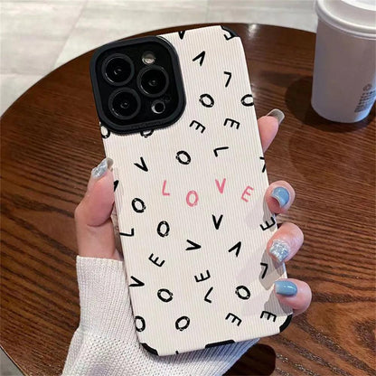 Cute Phone Case with Love Word Design for iPhone 11, 12, 13, 14 Pro Max, 15 Pro Max, X, XR, XS Max, 7, 8 Plus - Touchy Style