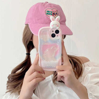 Cute Phone Cases: 3D Rabbit Quicksand Glitter Silicone for iPhone 11-15 Pro Max - TSP291 - Touchy Style