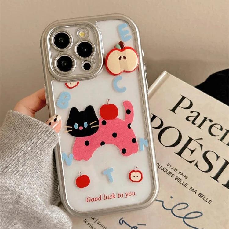 Cute Phone Cases: Cartoon Cat Silver Bumper for iPhone 11-15 Pro Max - TSP307 - Touchy Style