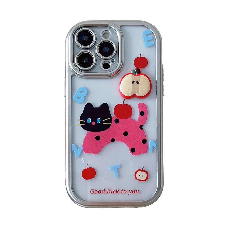 Cute Phone Cases: Cartoon Cat Silver Bumper for iPhone 11-15 Pro Max - TSP307 - Touchy Style