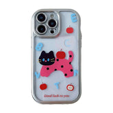 Cute Phone Cases: Cartoon Cat Silver Bumper for iPhone 11-15 Pro Max - TSP307 - Touchy Style