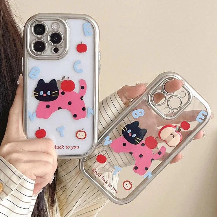 Cute Phone Cases: Cartoon Cat Silver Bumper for iPhone 11-15 Pro Max - TSP307 - Touchy Style