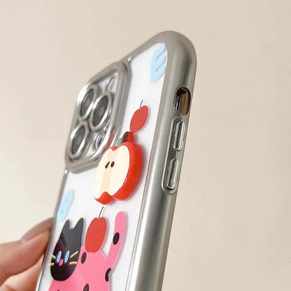 Cute Phone Cases: Cartoon Cat Silver Bumper for iPhone 11-15 Pro Max - TSP307 - Touchy Style