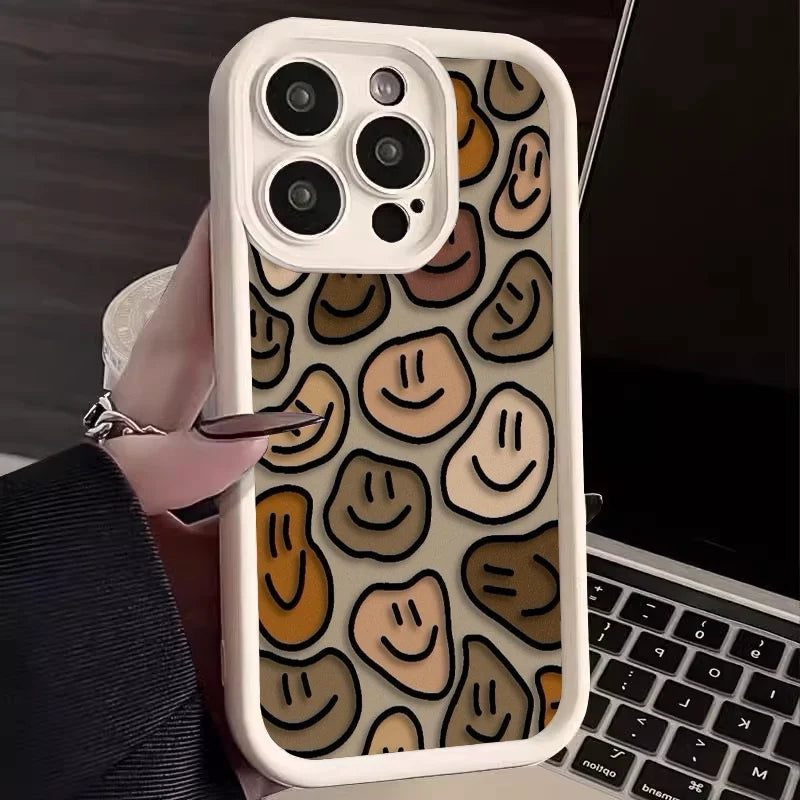 Cute Phone Cases Case for Galaxy S24, S23, S22, S21, and Note 20 series - Cartoon Happy Faces Cover - TSP386 - Touchy Style