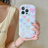 Cute Phone Cases - Colorful Love Heart Liquid Skin Silicone for iPhone 11-15 Pro Max - TSP294 - Touchy Style