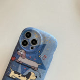 Cute Phone Cases - Dachshund Puppy Denim Cartoon Cover for iPhone 15, 14, 13, 12, 11, Pro Max - TSP380 - Touchy Style