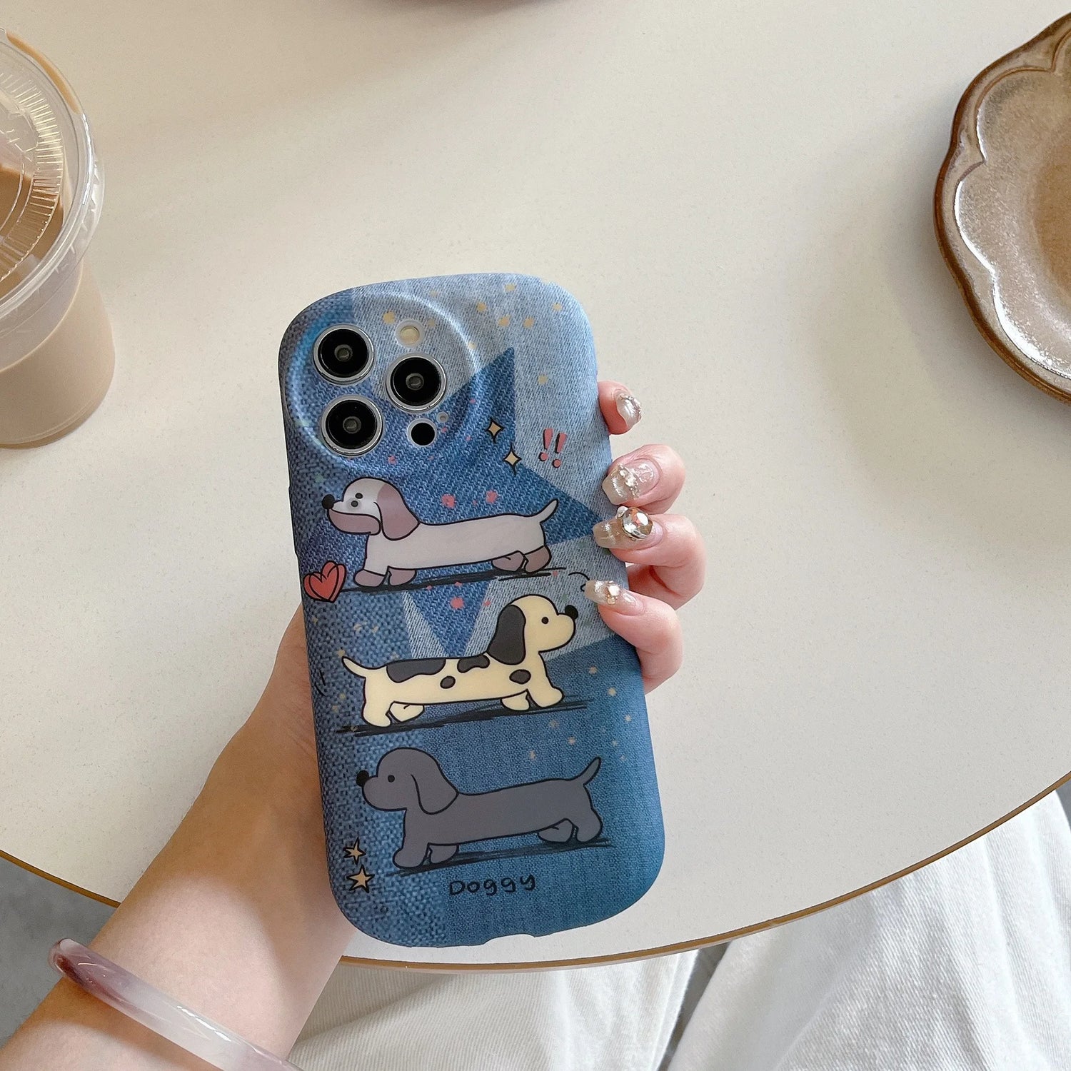 Cute Phone Cases - Dachshund Puppy Denim Cartoon Cover for iPhone 15, 14, 13, 12, 11, Pro Max - TSP380 - Touchy Style