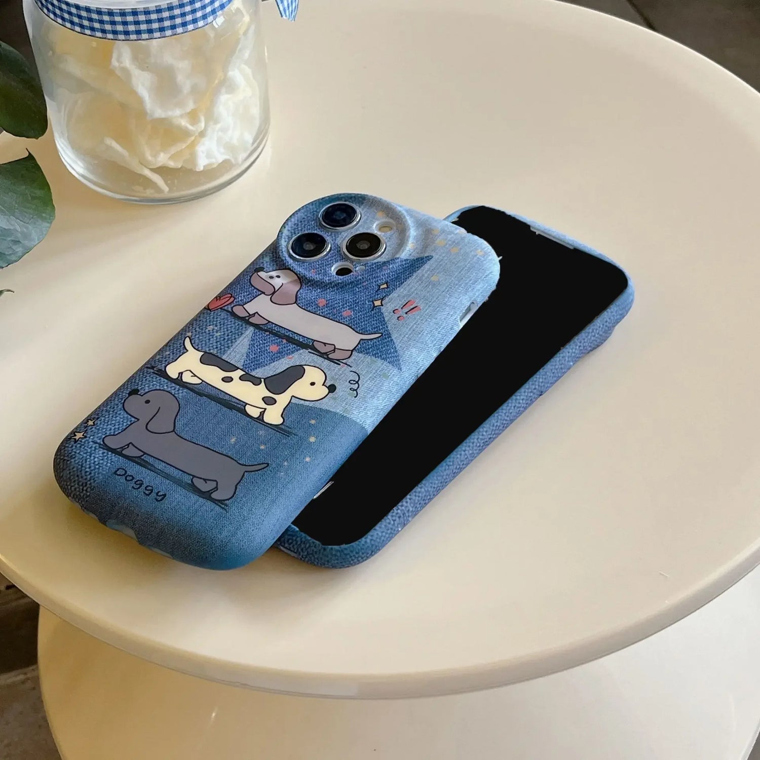 Cute Phone Cases - Dachshund Puppy Denim Cartoon Cover for iPhone 15, 14, 13, 12, 11, Pro Max - TSP380 - Touchy Style