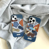 Cute Phone Cases: Embroidery Dachshund Puppy Denim Leopard Art for iPhone 15, 14, 13, 12 Pro Max - TSP376 - Touchy Style