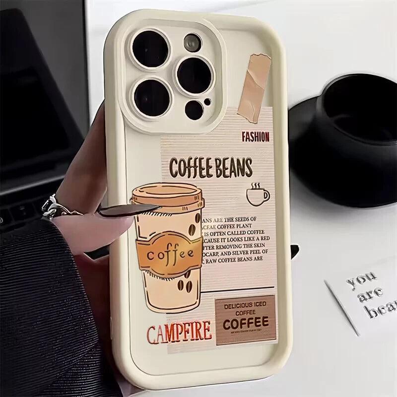 Cute Phone Cases For Galaxy A35, A55, A34, A54, A33, A53, A52s, S24, S23 Ultra, S22 Plus, and S21 FE - Coffee Beans Cover - TSP222 - Touchy Style