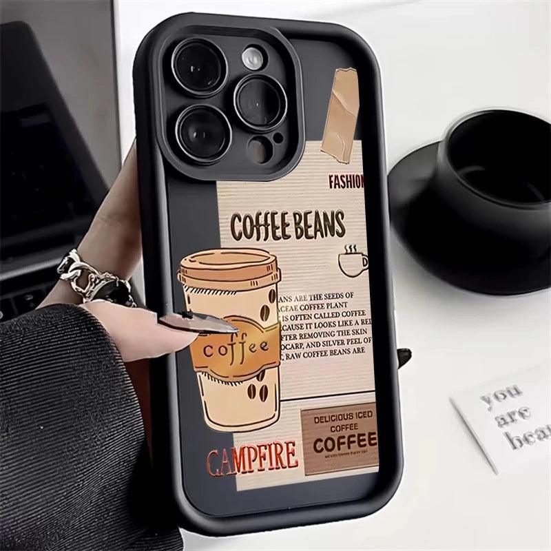 Cute Phone Cases For Galaxy A35, A55, A34, A54, A33, A53, A52s, S24, S23 Ultra, S22 Plus, and S21 FE - Coffee Beans Cover - TSP222 - Touchy Style