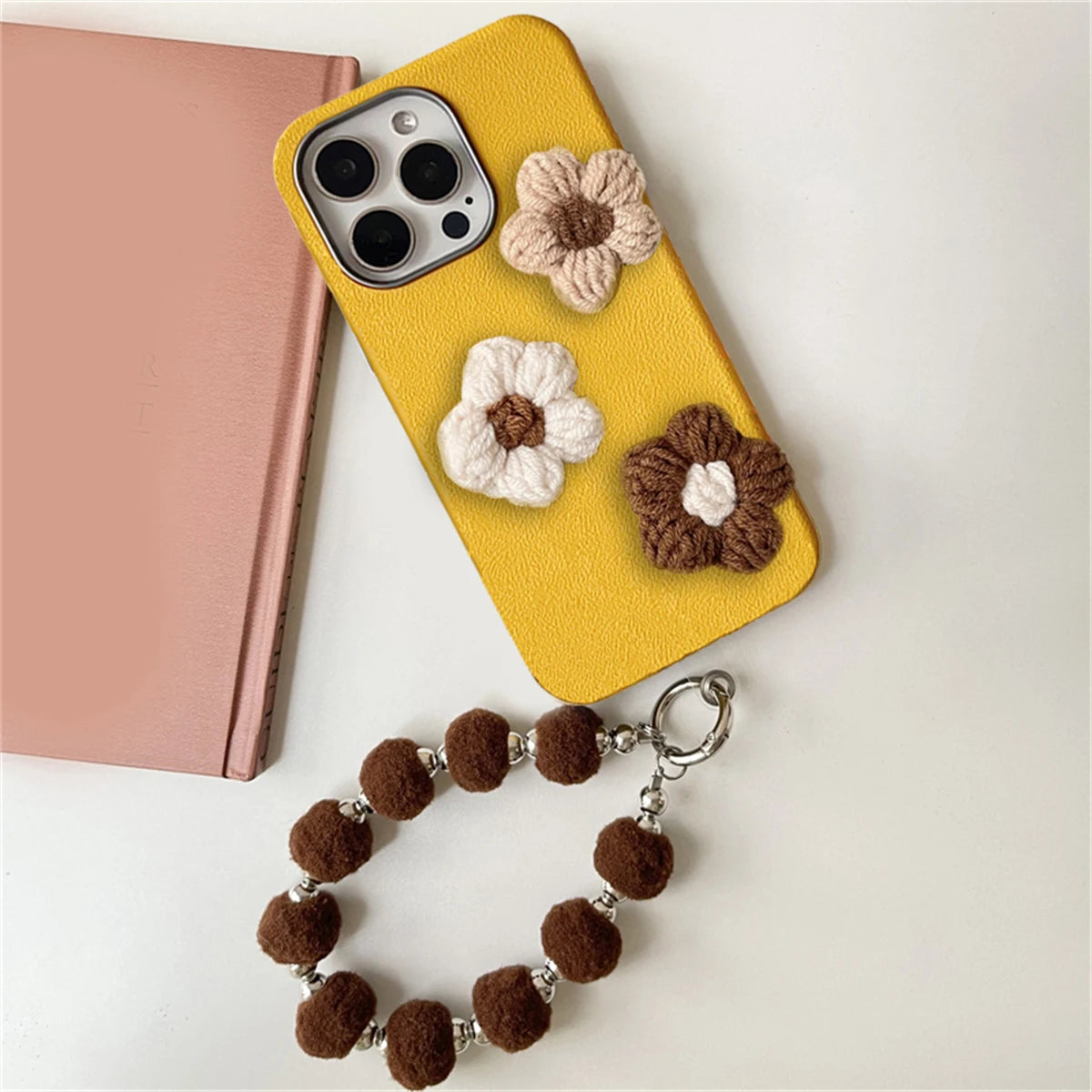 Cute Phone Cases for iPhone 11, 12, 13, 14, 15, and 16, including Pro Max and Plus versions - 3D Knitted Flower Pattern - TSP445 - Touchy Style