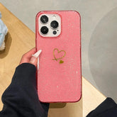 Cute Phone Cases For iPhone 11, 12, 13, 14, 15 Pro Max, 7, 8 Plus, X, Xs Max, XR - Soft Heart Glitter Cover - TSP196 - Touchy Style