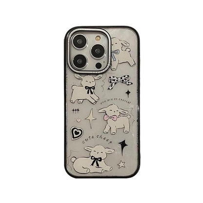 Cute Phone Cases For iPhone 11, 12, 13, 14, 15 Pro Max, and 15 Plus - White Sheep - Acrylic Cover - TSP264 - Touchy Style