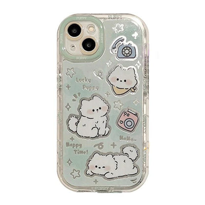 Cute Phone Cases for iPhone 11, 12, 13, 14, and 15 Pro Max - Cartoon Cat Mirror - Bumper Cover - TSP271 - Touchy Style