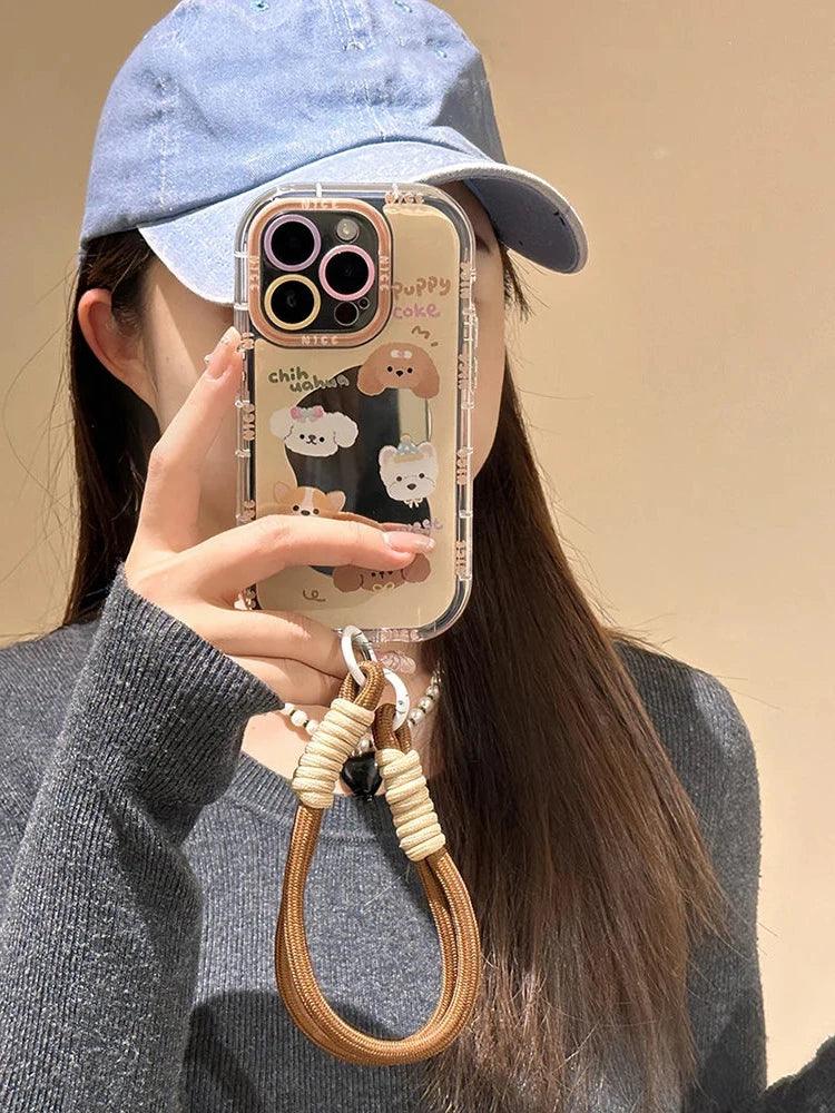 Cute Phone Cases For iPhone 11, 12, 13, 14, and 15 Pro Max - Cartoon Puppy Dog - Makeup Mirror Cover - TSP275 - Touchy Style