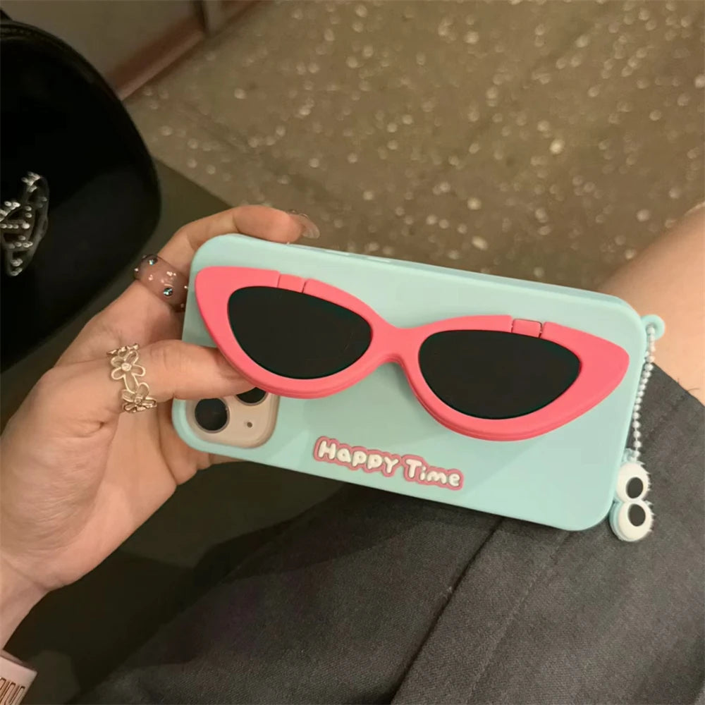 Cute Phone Cases for iPhone 11, 12, 13, 14, and 15 Pro Max - Funny 3D Sunglasses Holder - TSP457 - Touchy Style