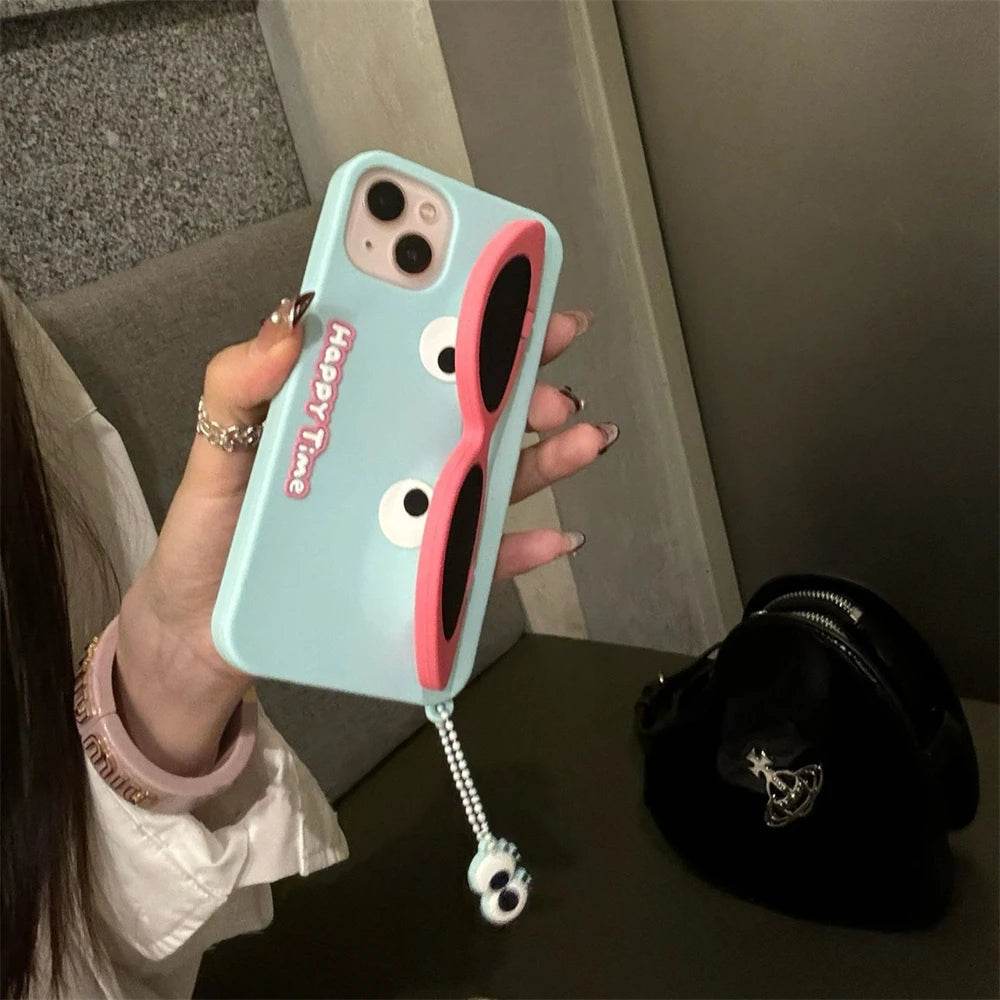 Cute Phone Cases for iPhone 11, 12, 13, 14, and 15 Pro Max - Funny 3D Sunglasses Holder - TSP457 - Touchy Style