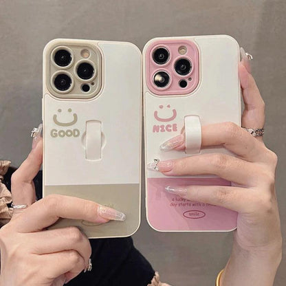 Cute Phone Cases for iPhone 11, 12, 13, 14, and 15 Pro Max - &quot;Nice Smile&quot; Words with Invisible Bracket - TSP209 - Touchy Style