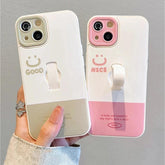 Cute Phone Cases for iPhone 11, 12, 13, 14, and 15 Pro Max - "Nice Smile" Words with Invisible Bracket - TSP209 - Touchy Style