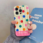 Cute Phone Cases for iPhone 11, 12, 13, 14, and 15 Pro Max - Rainbow Dots - Glossy Cover - TSP272 - Touchy Style