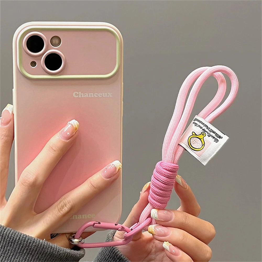 Cute Phone Cases For iPhone 11, 12, 13, 14, or 15 - Large Window Lens Protective Cover with Soft Lanyard - TSP372 - Touchy Style