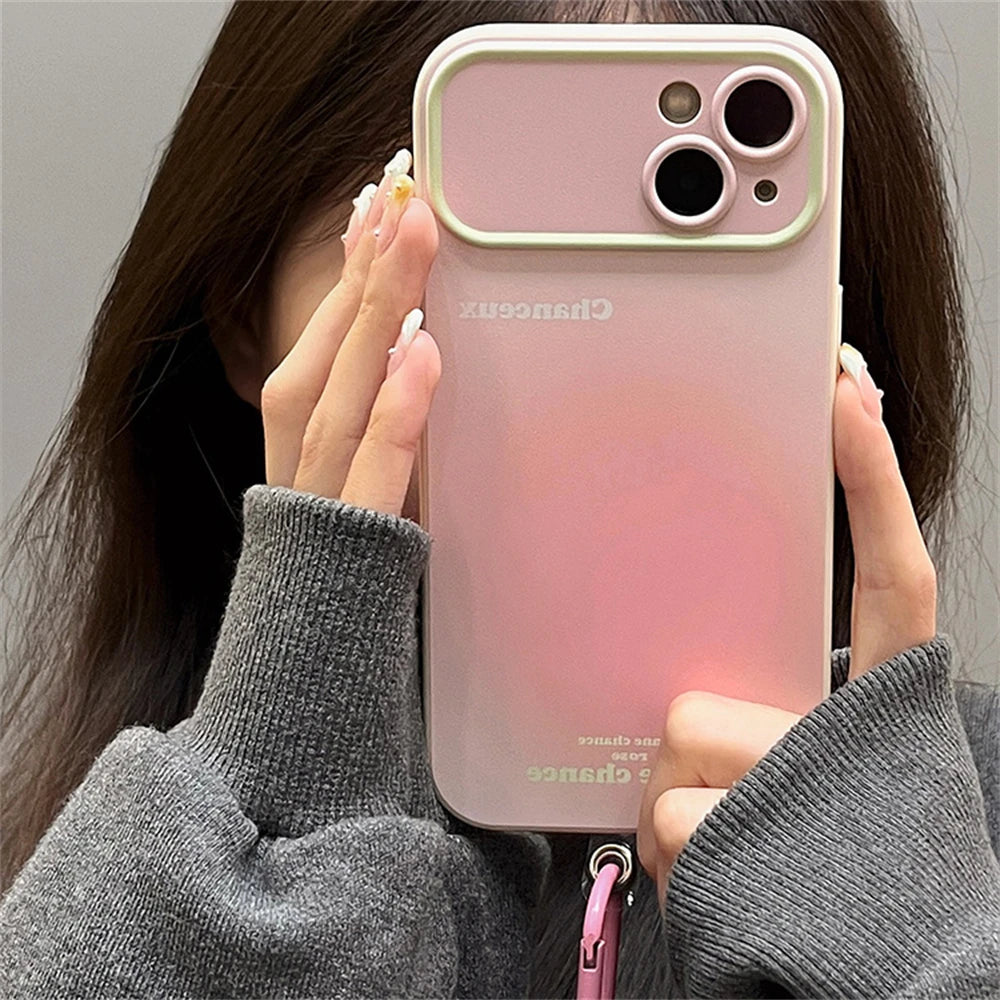 Cute Phone Cases For iPhone 11, 12, 13, 14, or 15 - Large Window Lens Protective Cover with Soft Lanyard - TSP372 - Touchy Style