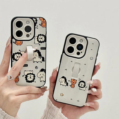 Cute Phone Cases for iPhone 11, 12, 13, 14, or 15 Pro Max - Cartoon Animals Cover With Ring Holder - TSP211 - Touchy Style