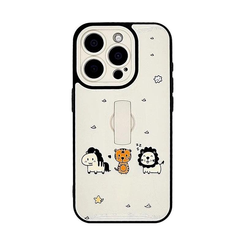 Cute Phone Cases for iPhone 11, 12, 13, 14, or 15 Pro Max - Cartoon Animals Cover With Ring Holder - TSP211 - Touchy Style