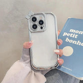 Cute Phone Cases For iPhone 11, 12, 13, 14, or 15 Pro Max - Plating Silver Bowknot - Transparent Cover - TSP257 - Touchy Style