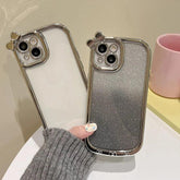 Cute Phone Cases For iPhone 11, 12, 13, 14, or 15 Pro Max - Plating Silver Bowknot - Transparent Cover - TSP257 - Touchy Style