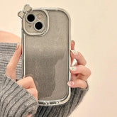 Cute Phone Cases For iPhone 11, 12, 13, 14, or 15 Pro Max - Plating Silver Bowknot - Transparent Cover - TSP257 - Touchy Style