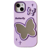 Cute Phone Cases For iPhone 11, 12, 13, 14, or 15 Pro Max - Purple Butterfly Makeup Mirror - Soft Cover - TSP254 - Touchy Style